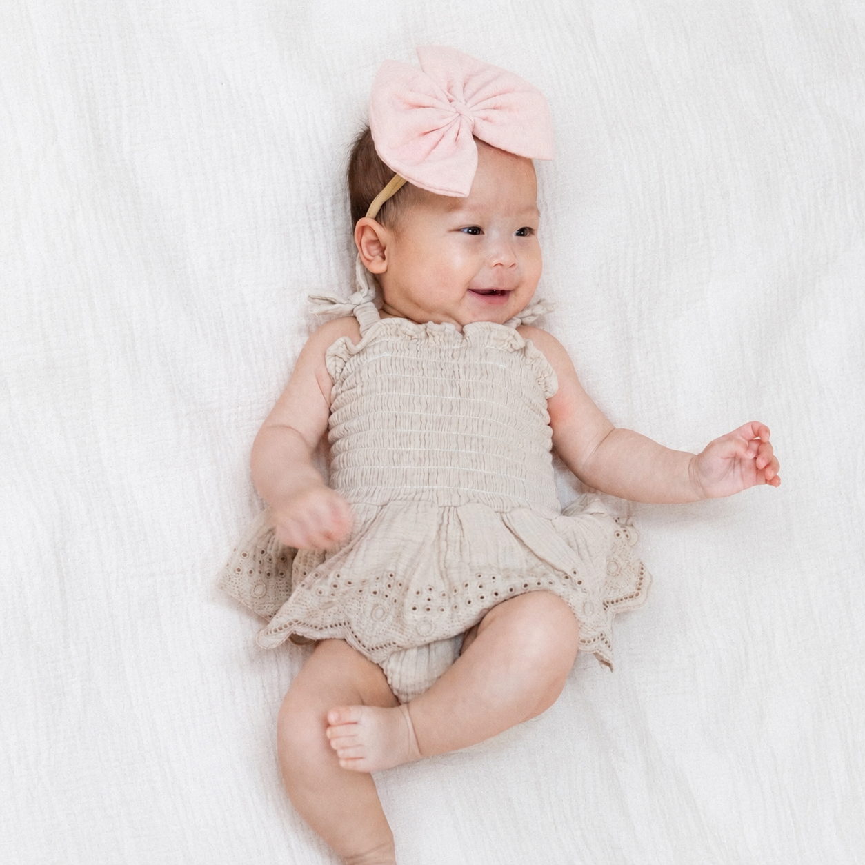 Solid Muslin French Oak Smocked Bubble with Skirt