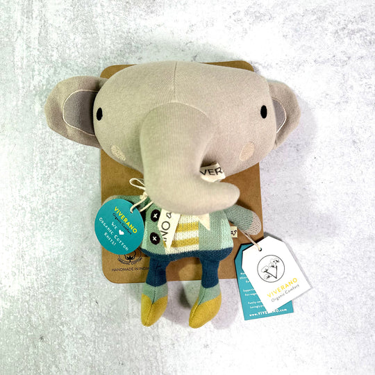 Harper Elephant Organic Cotton Knit Stuffed Animal Toy: Grey