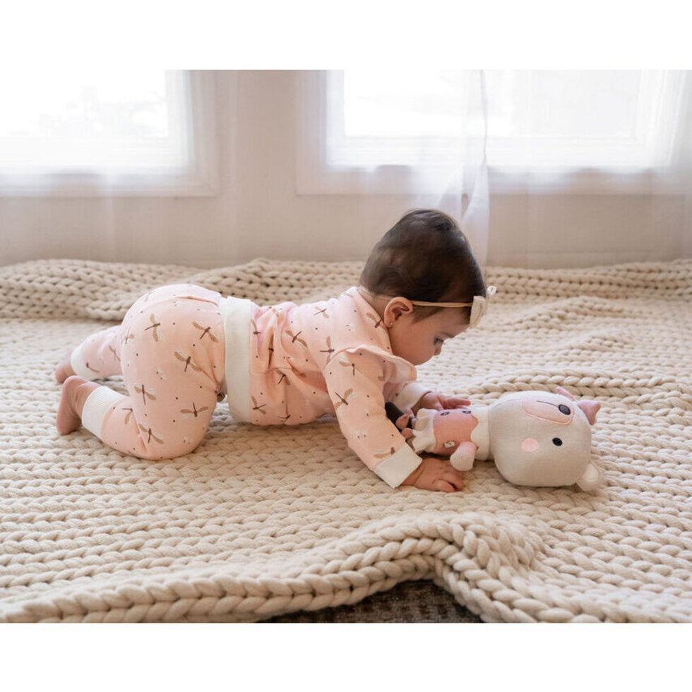 Frankie Bear Organic Cotton Fine Knit Stuffed Animal Toy: Pink