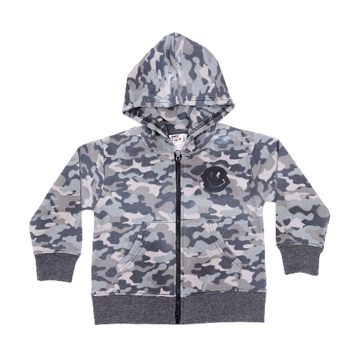 L/S Distressed Camo Hoody: Black