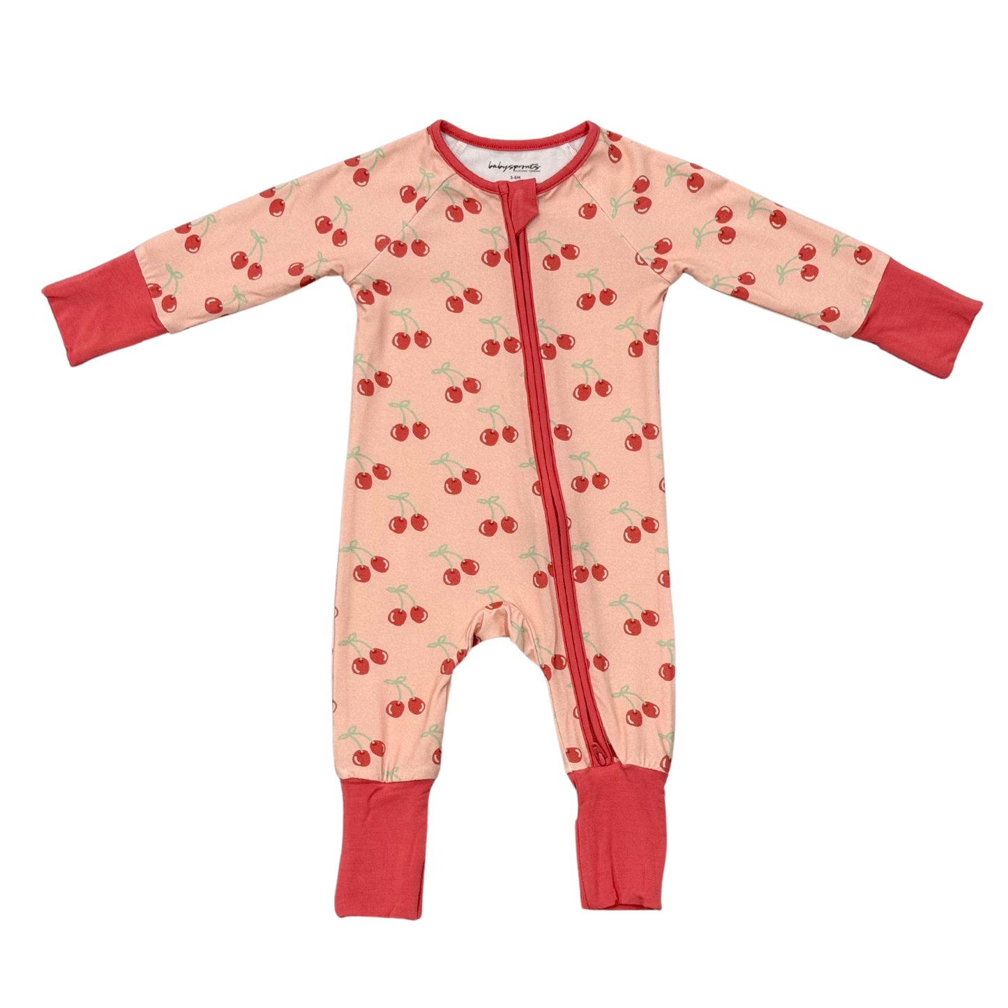 Cherries Long Sleeve Zip Convertible Romper