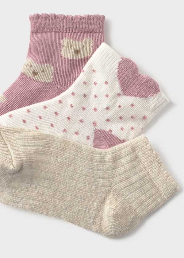 Orchid Heart Teddy Bears 3-Pack Socks