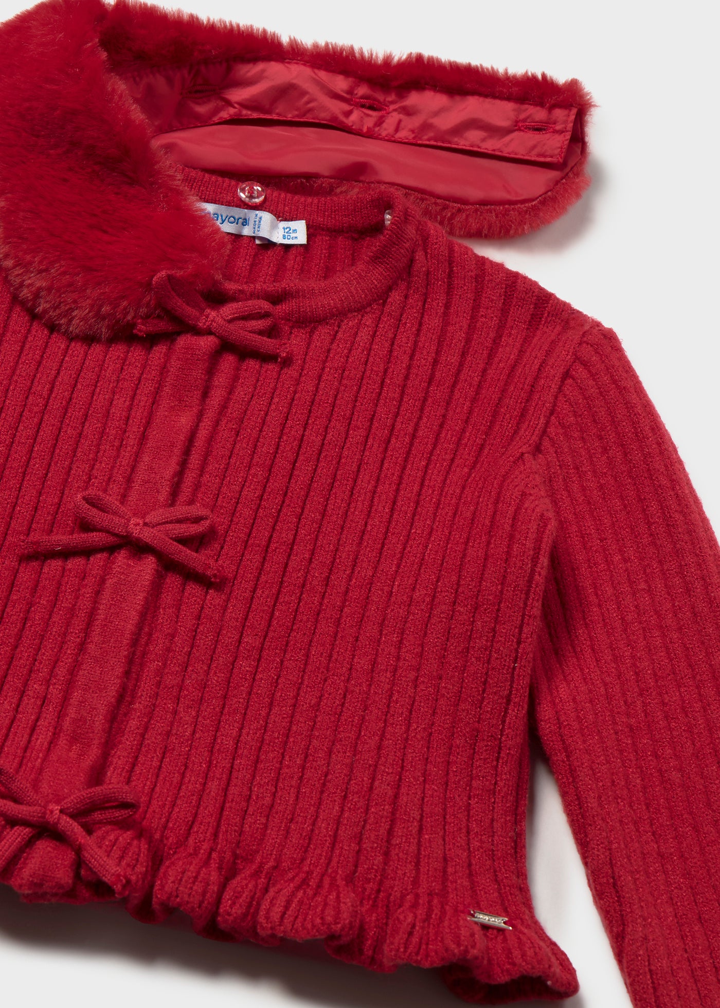 Baby Cardigan with Faux Fur Collar