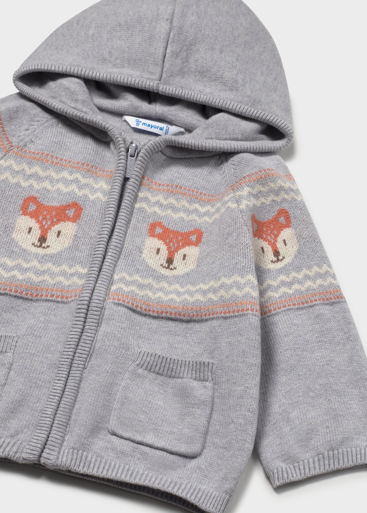 Baby Knit Zip-Up Sweatshirt With Teddy Bears