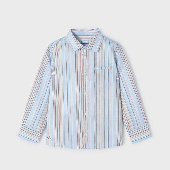 Sky blue L/s stripes oxford shirt