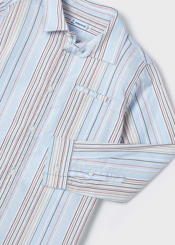 Sky blue L/s stripes oxford shirt