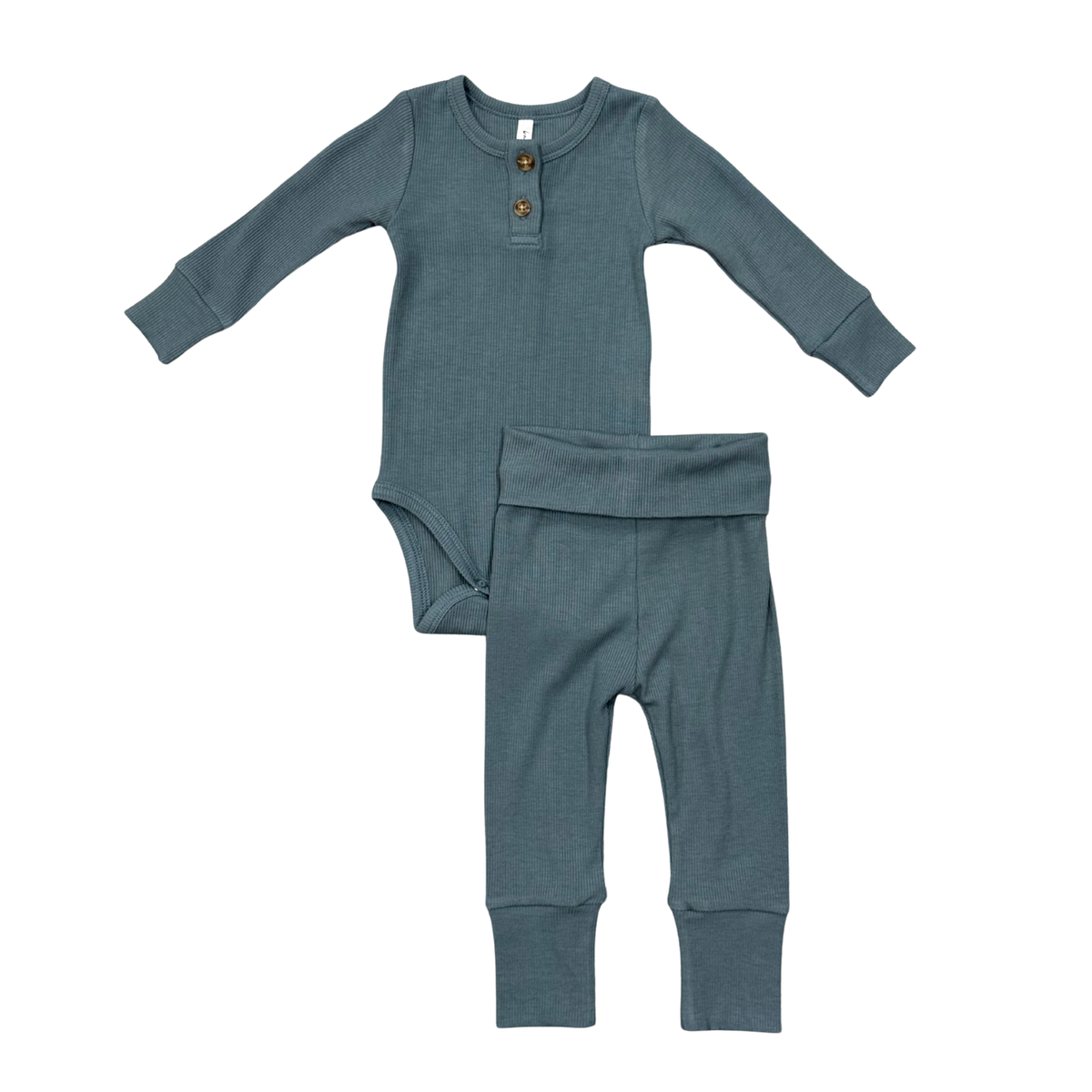 Slate Mist Ribbed Henley Bodysuit