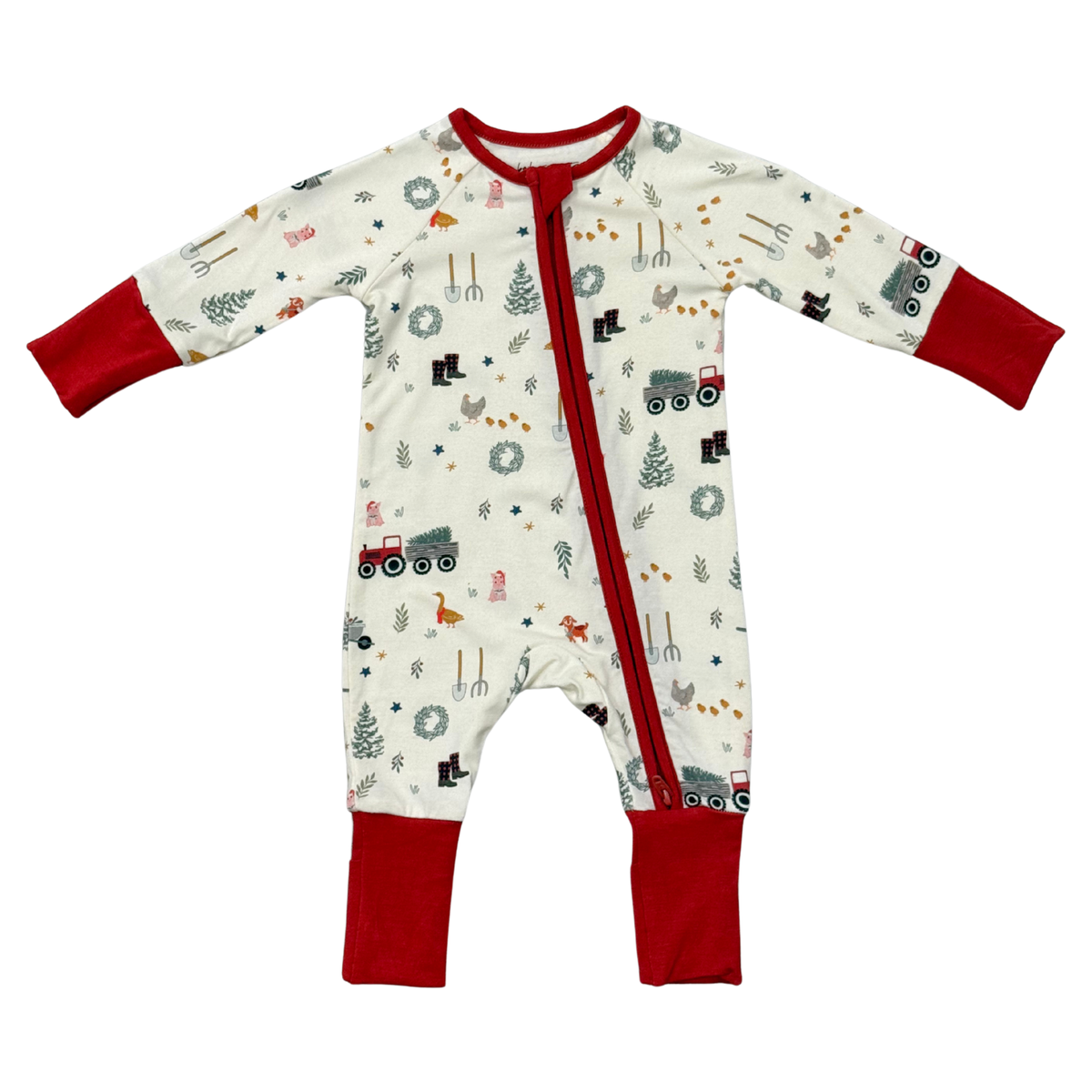 Christmas Farm Long Sleeve Zip Romper