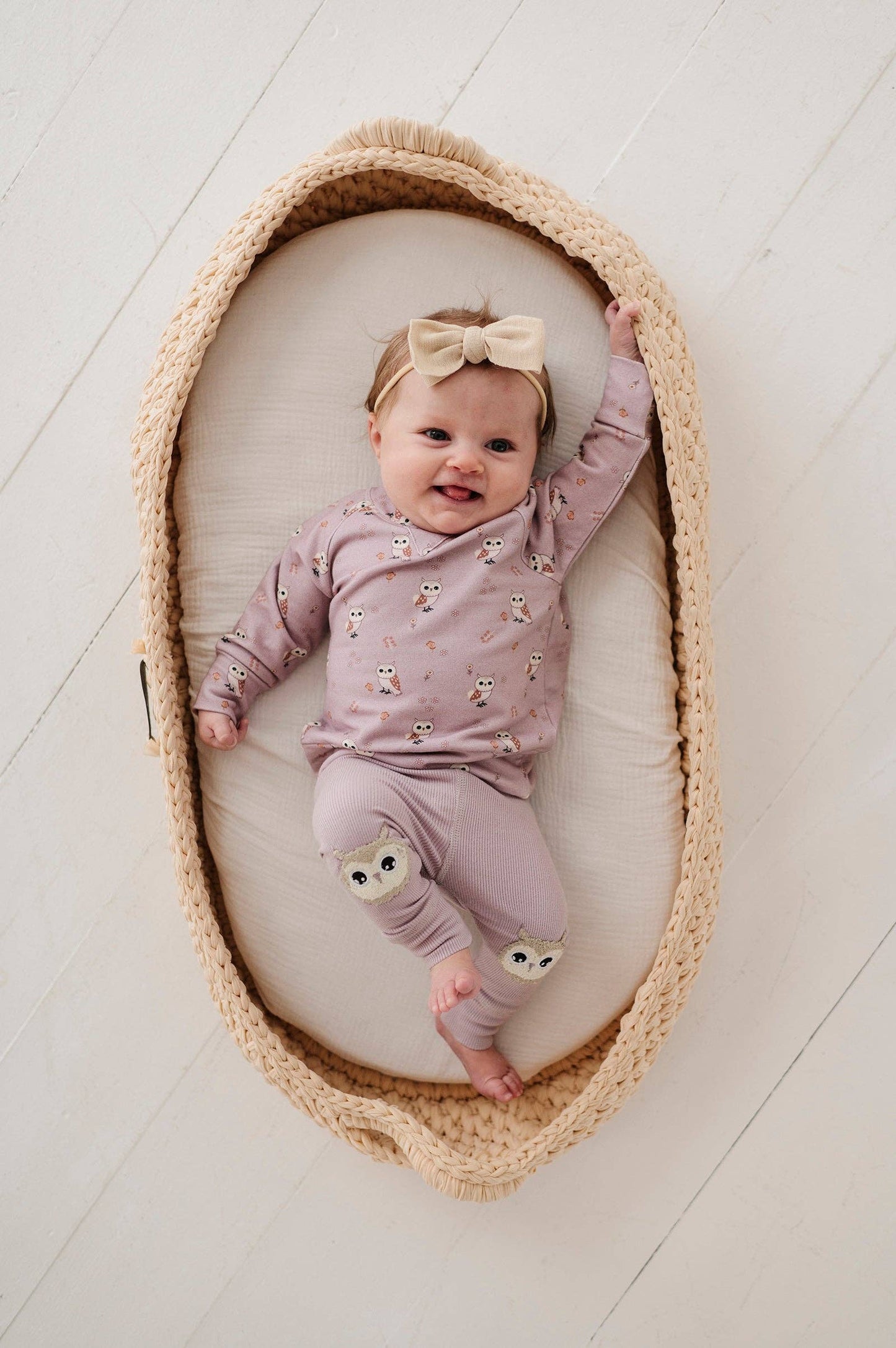 Raglan Bamboo Baby Sweatshirt -Lavender Owl