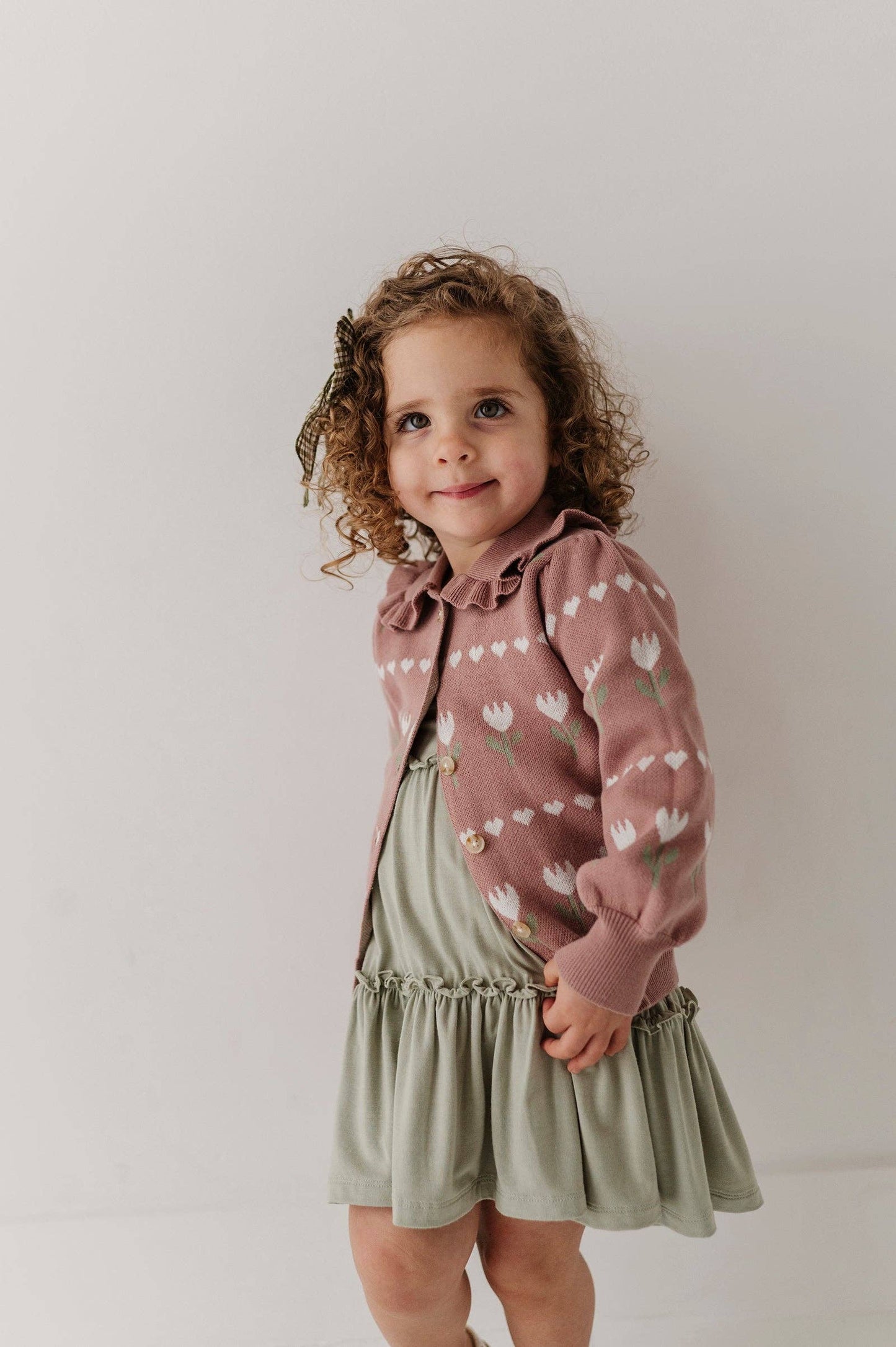 Tulip Heart Intarsia Knit Cardigan