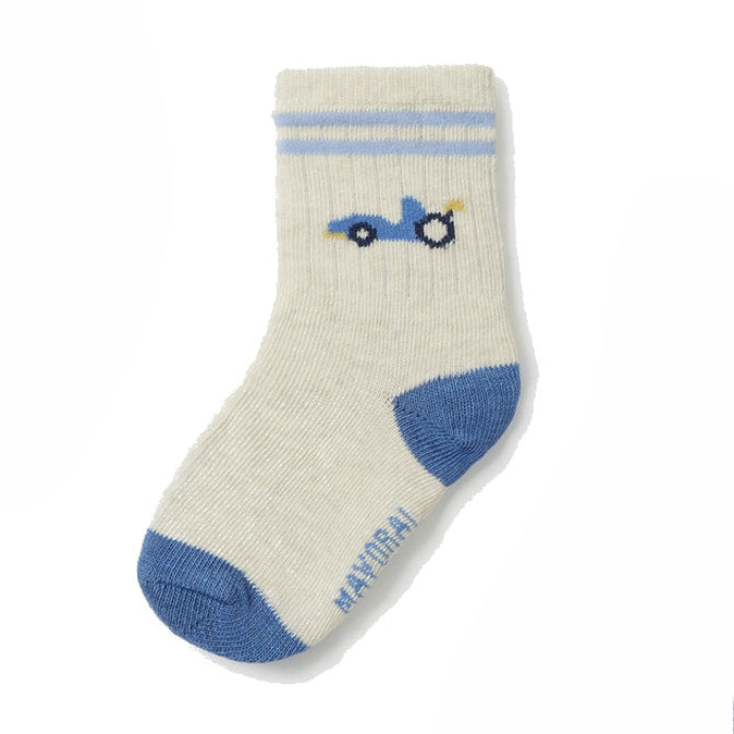 Cream Indigo Car Baby Socks