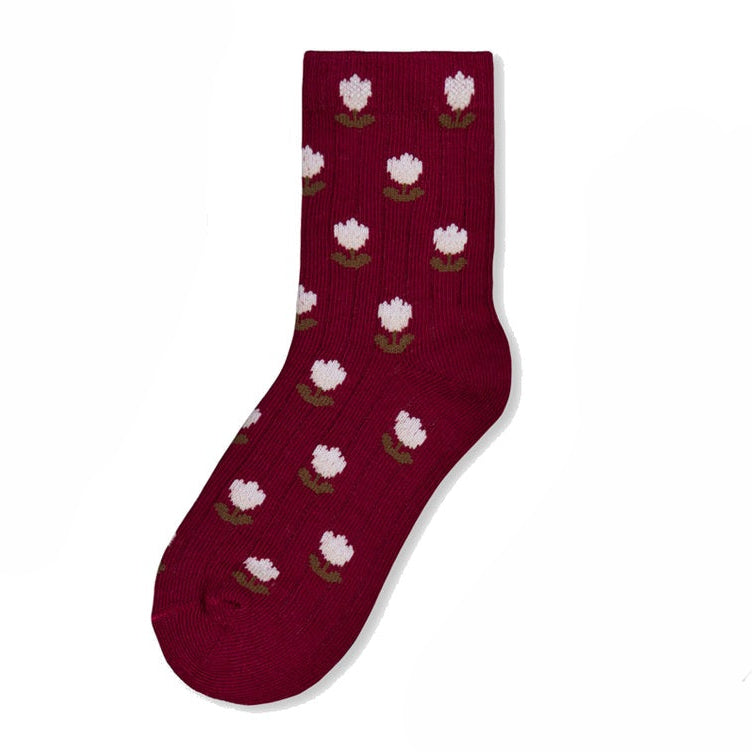 Floral Cherry Ankle Sock