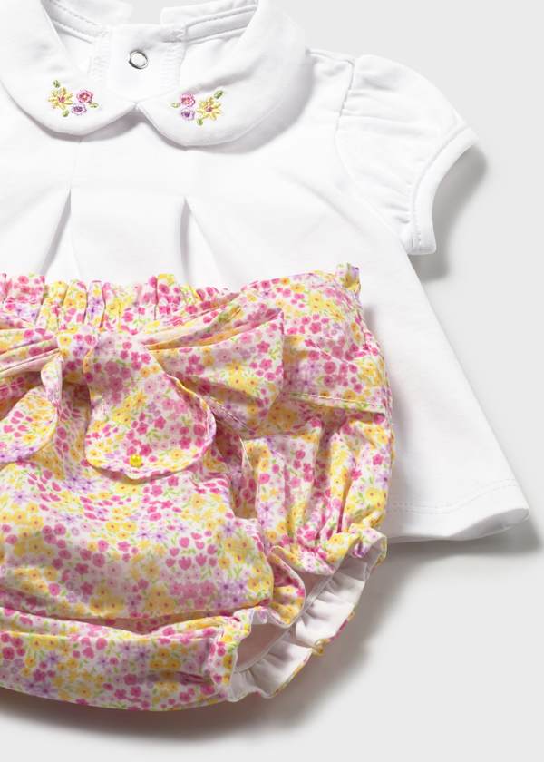 Spring Floral Blouse and Bow Bloomers Set