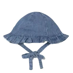 Denim Ruffled Sun Hat