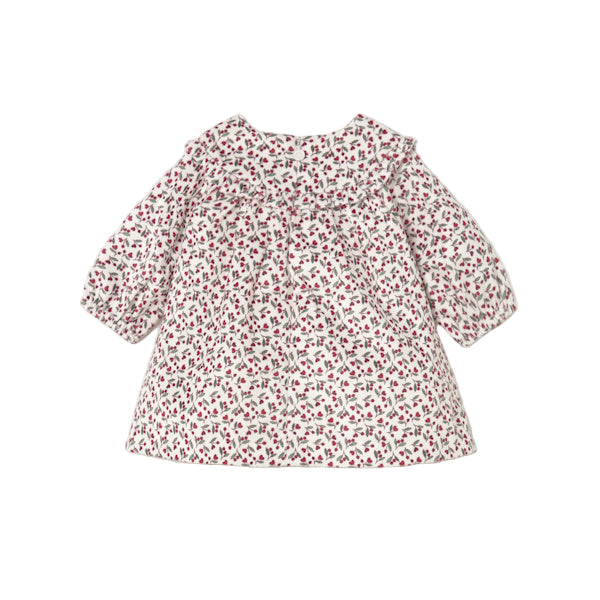 Cherry Printed Cranberry Velvet Dress