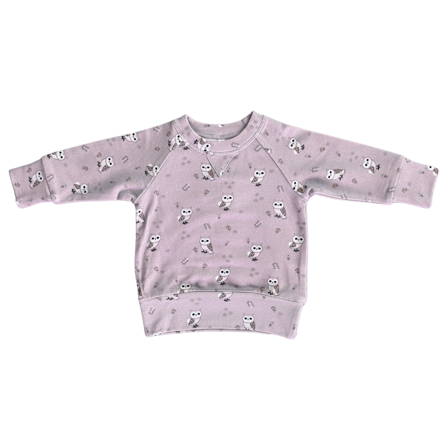 Raglan Bamboo Baby Sweatshirt -Lavender Owl