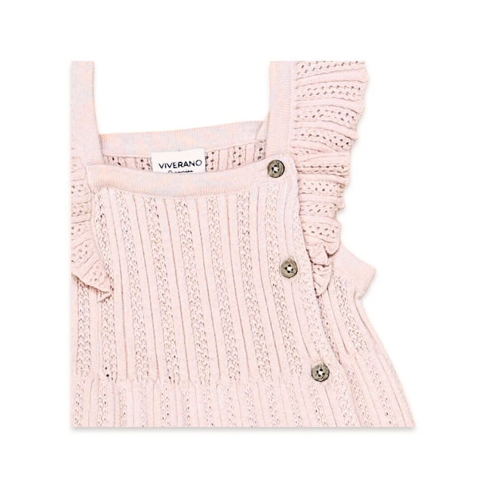 Ruf Slve Rib Knit Pointelle Baby Sweater Dress: Bl Pink