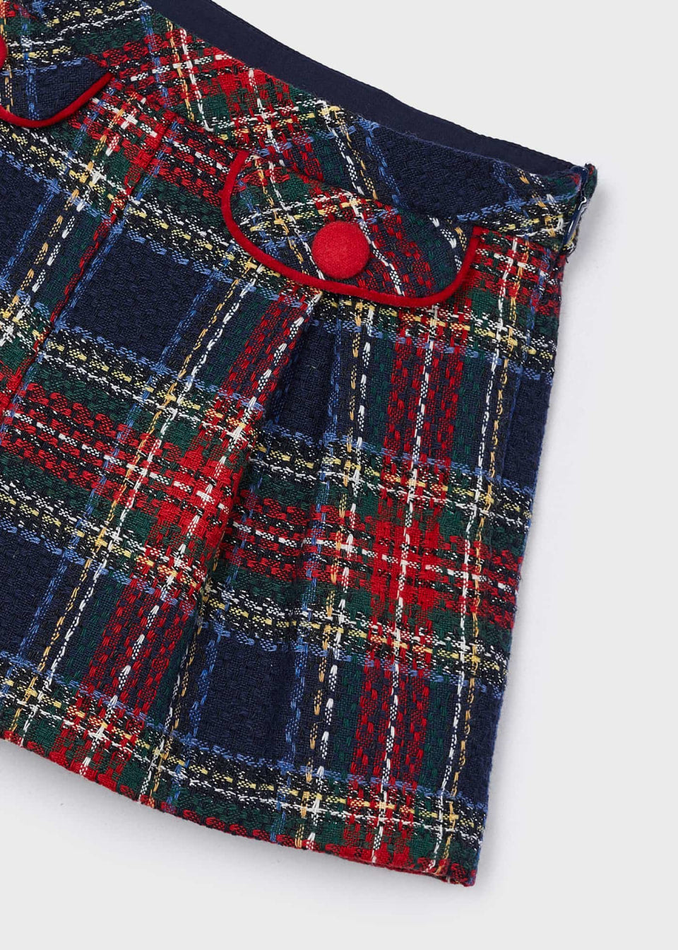 Girls Navy-Cherry Plaid shorts