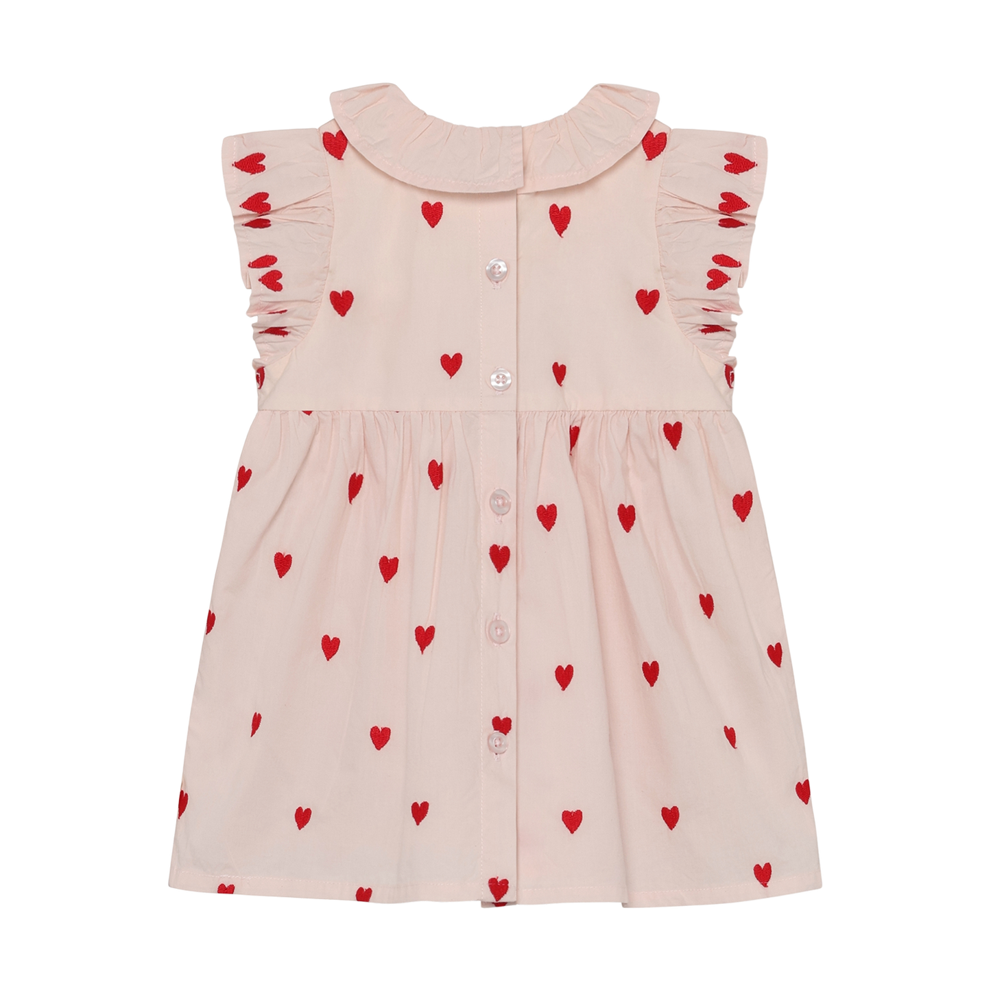 Peach Blush Heart Embroidered Dress
