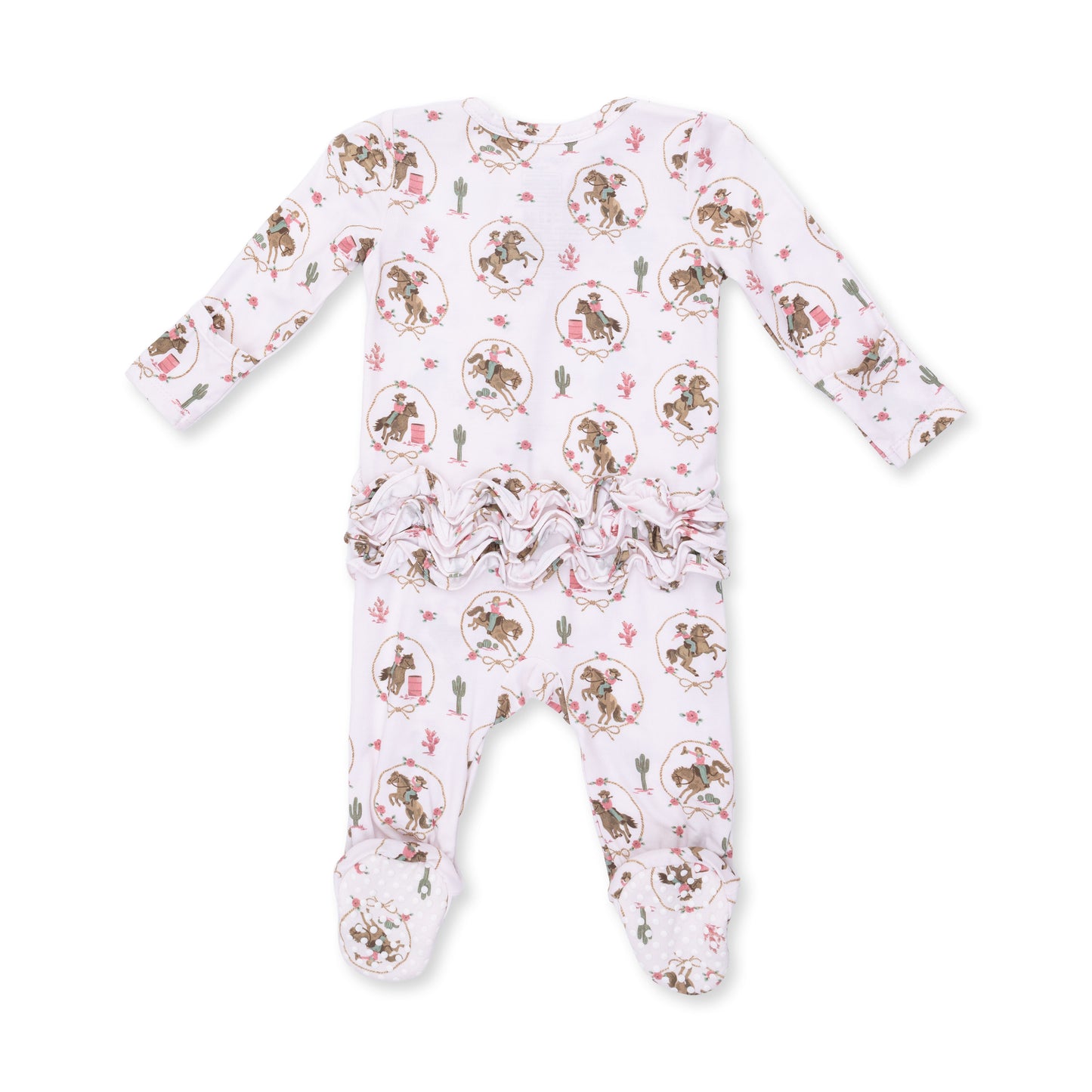 Cowgirl Cameos - 2 Way Ruffle Back Zipper Footie