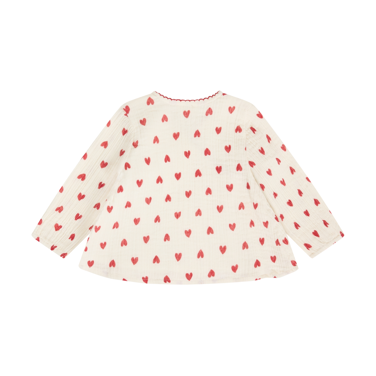 Eggnog Red Hearts Long Sleeve Blouse