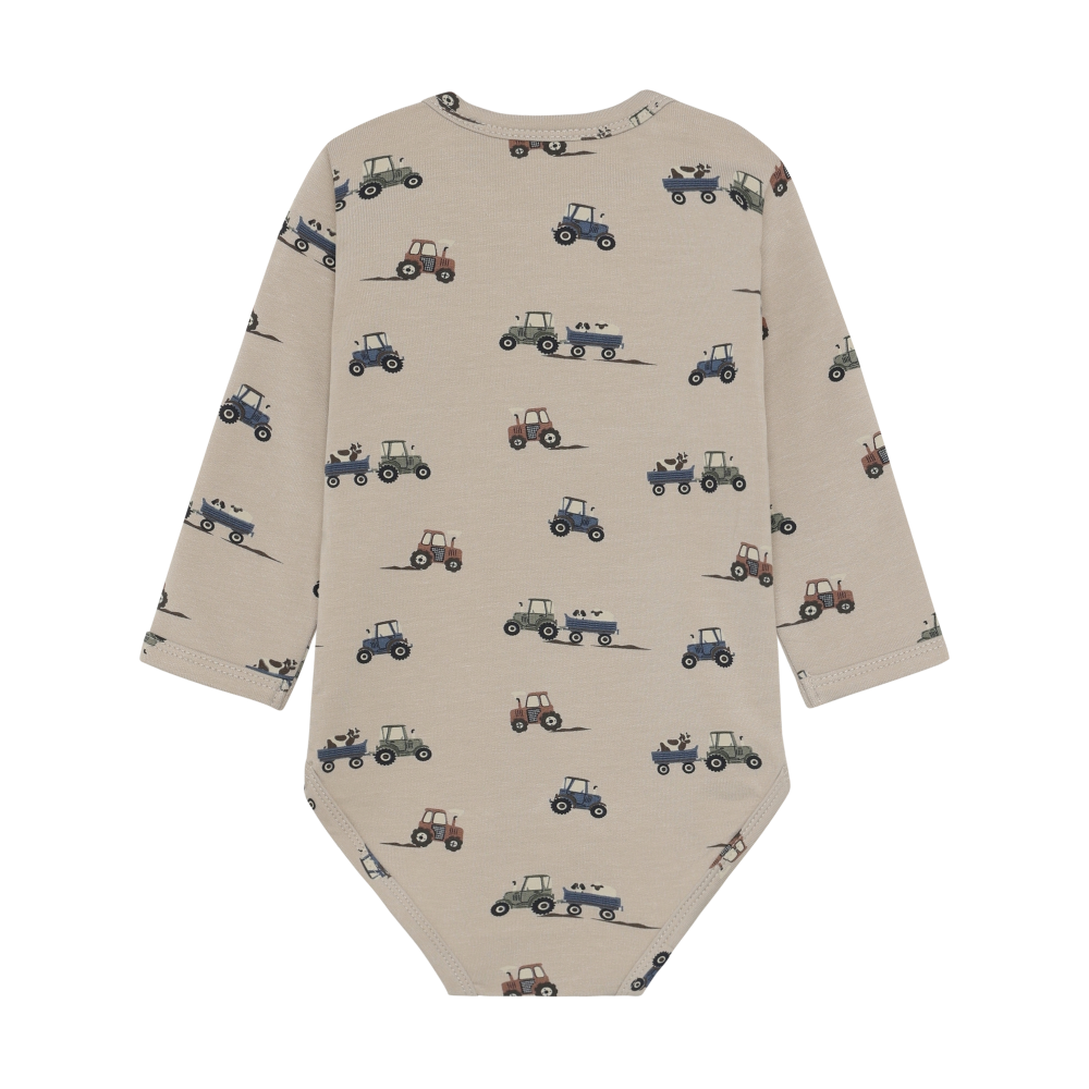 Feather Gray Workin Tractors Long Sleeve Onesie