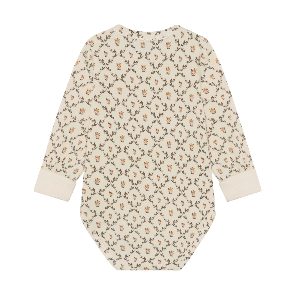 Seedpearl Vintage Floral Long Sleeve Onesie