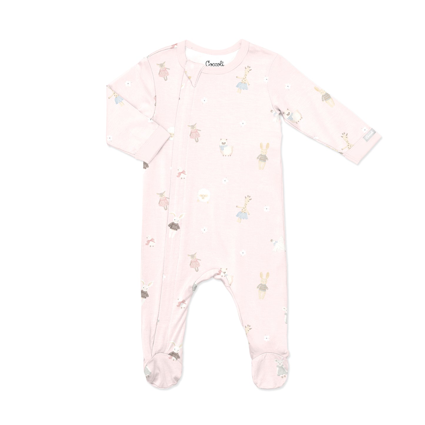 Plush on Light Pink Modal Zipper Footie