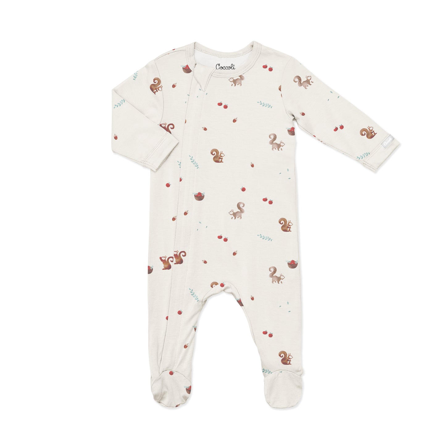 Squirrels on Whisper Modal Zipper Footie