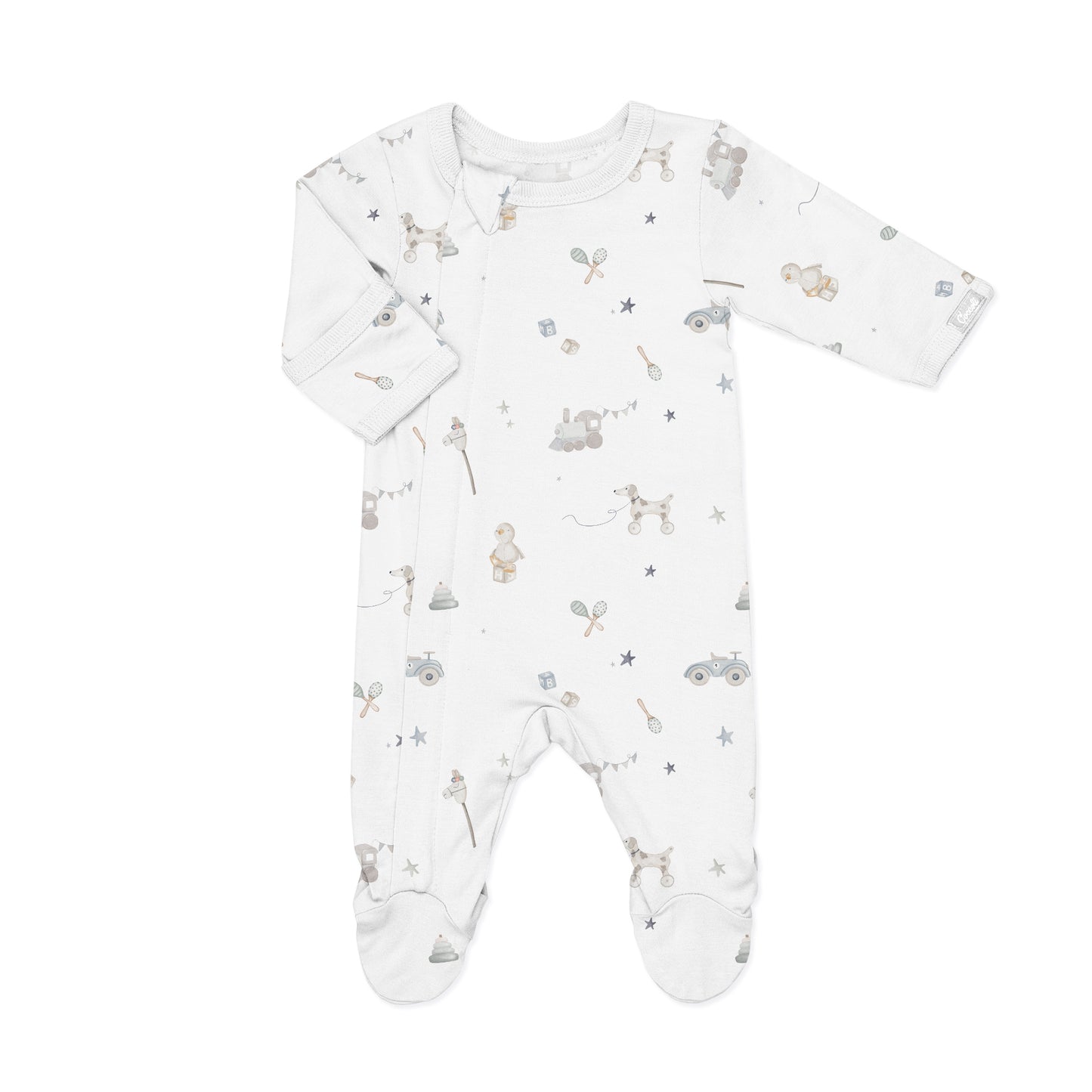 Toys on Cream Modal Zipper Footie
