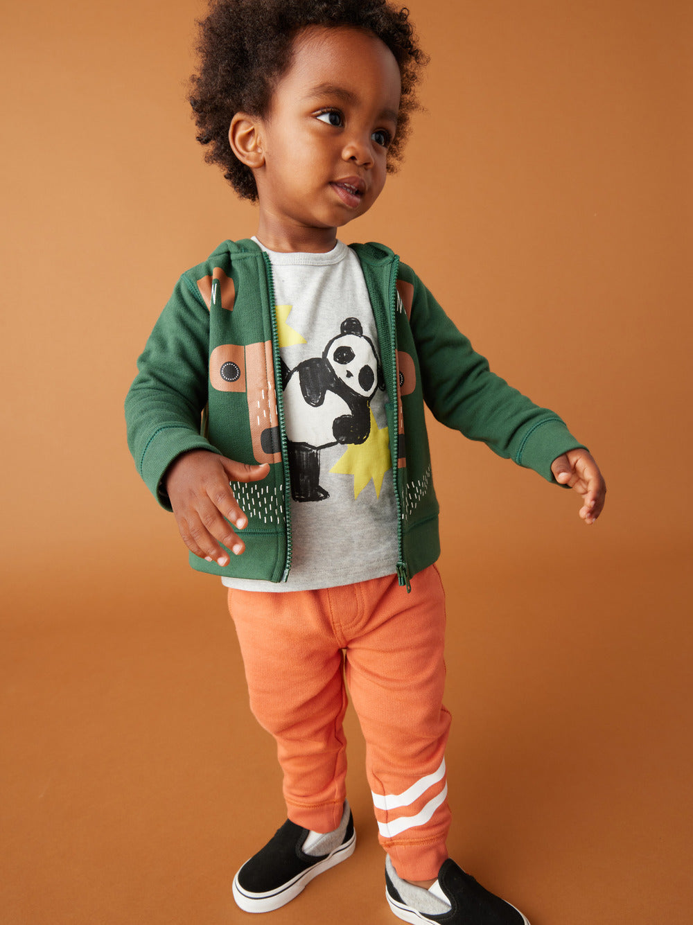 Panda Kick Baby Graphic Tee: Med Heather Grey