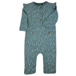 Winter Floral Ruffle Coverall: Blue