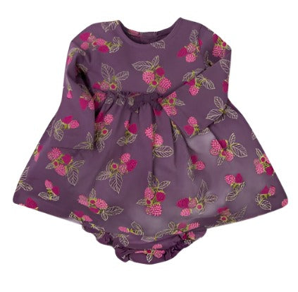 Girl Raspberry Print Dress: Plum