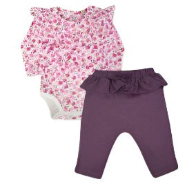 Raspberry Bloom Onesie & Pant Set