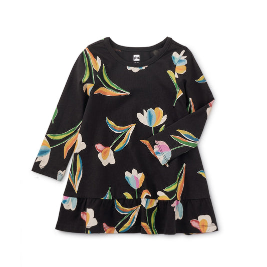 Ruffle Hem Swing Baby Dress: Hummingbird Floral