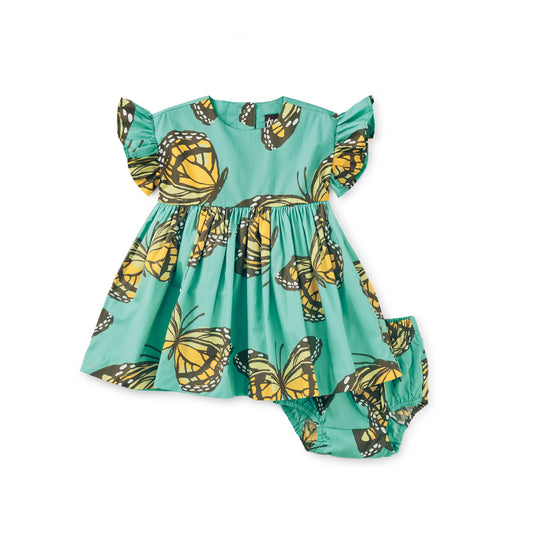 Ruffle Sleeve Baby Dress Set: Monarch Migration