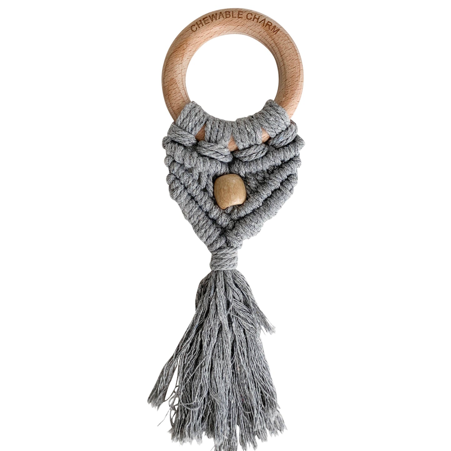 Chewable Charm - Celeste Macrame Teether + Bead -Grey
