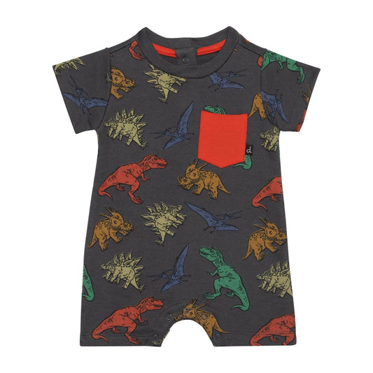 Romper Printed French Terry: AOP Dino
