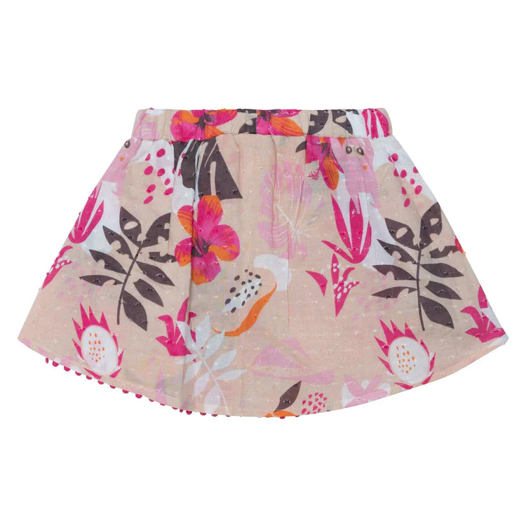 Printed Swiss Dot Skort: Beige Jungle