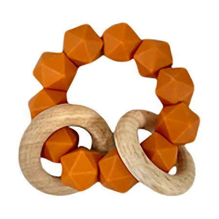 Abby Teething Rattle - Burnt Orange