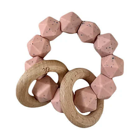 Abby Teething Rattle - Dusty Pink Speckle