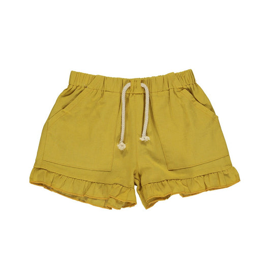 Brynlee Ruffle Shorts: Gold