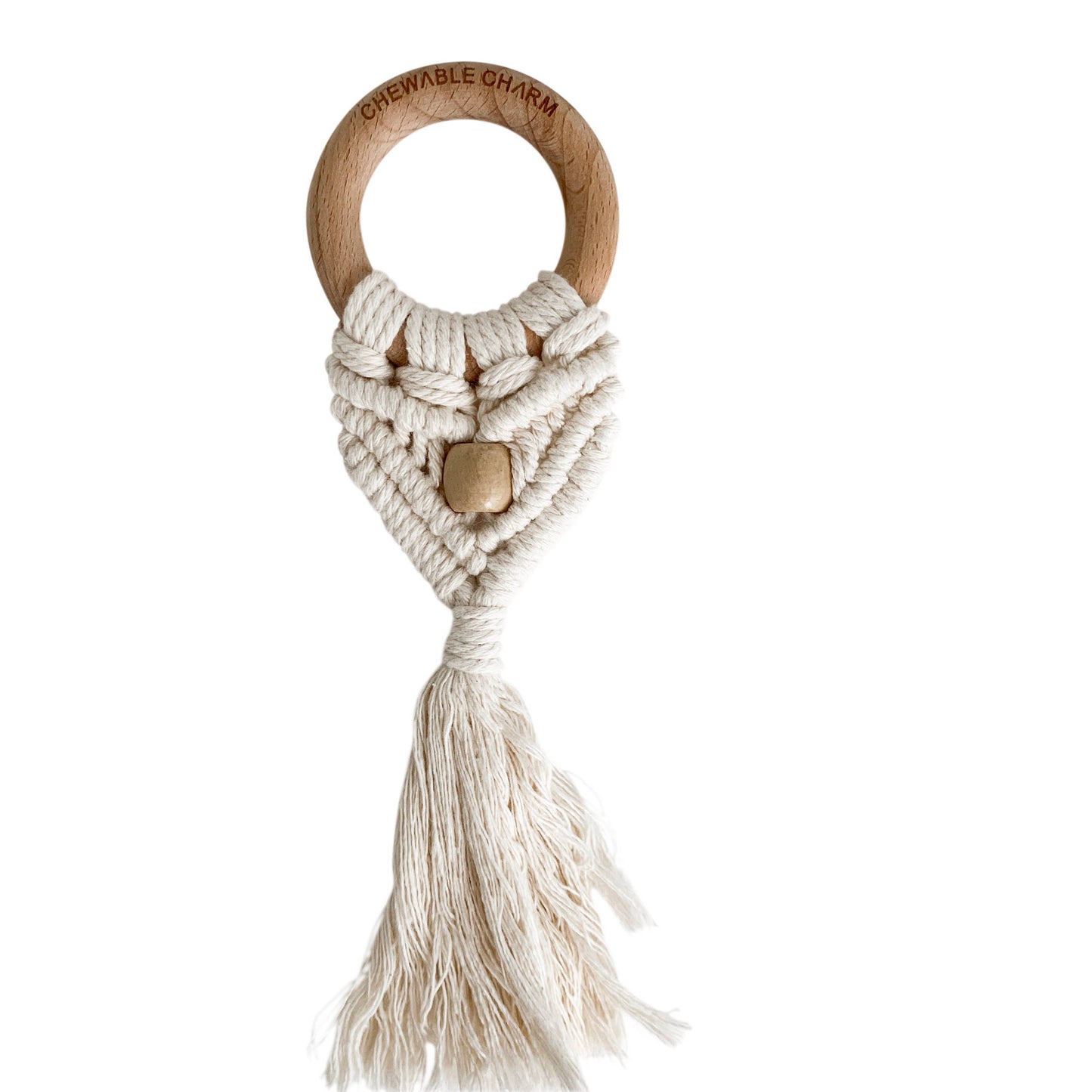 Chewable Charm - Celeste Macrame Teether + Bead - Cream