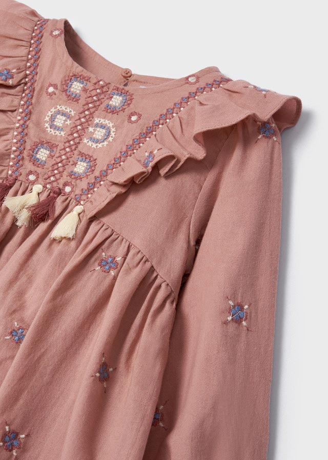 Embroidered dress: Nude