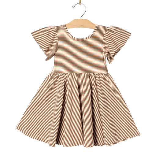 Toffee Stripe Twirl Dress