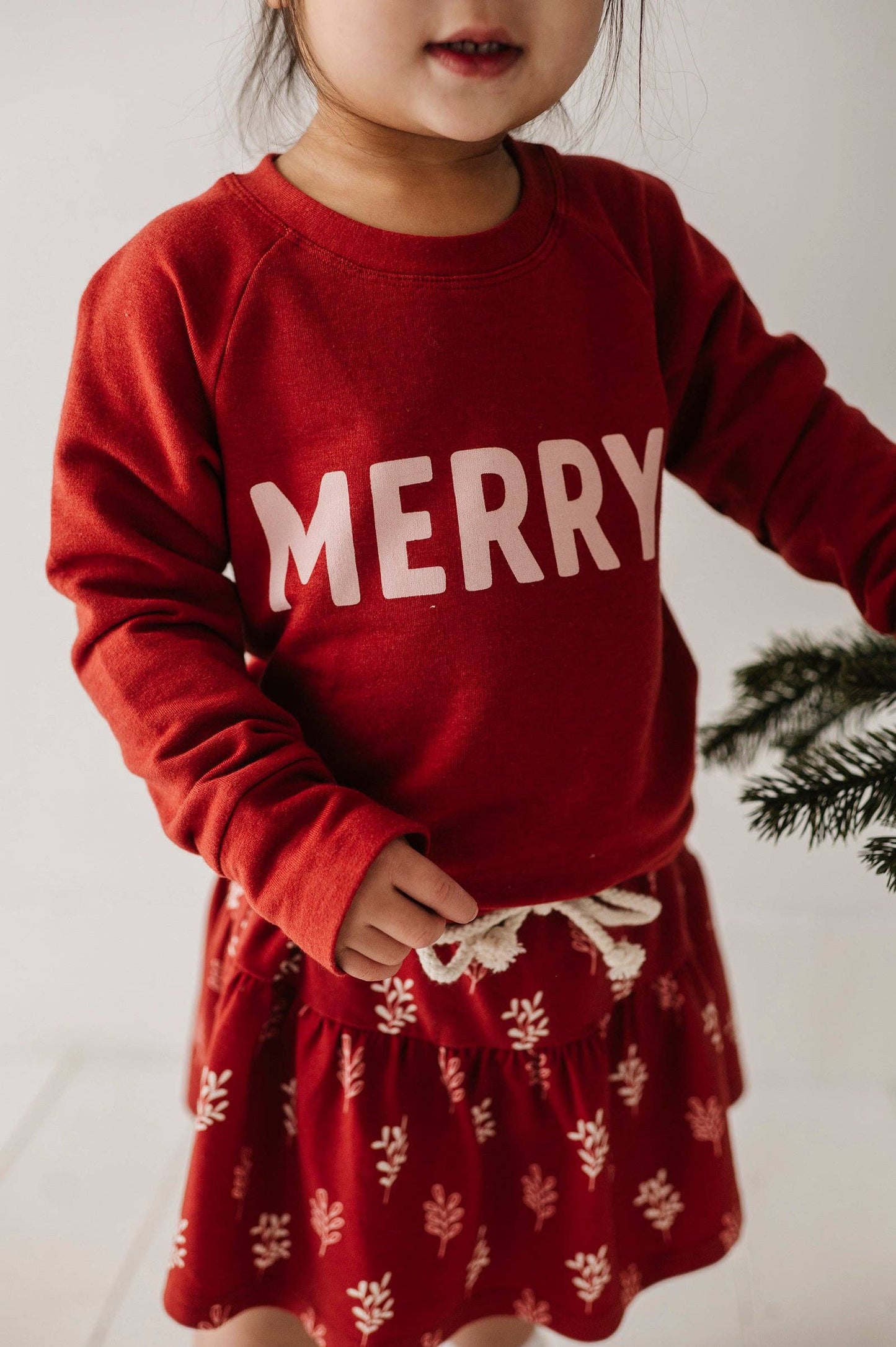 Raglan Sweatshirt- Merry in Berry Red