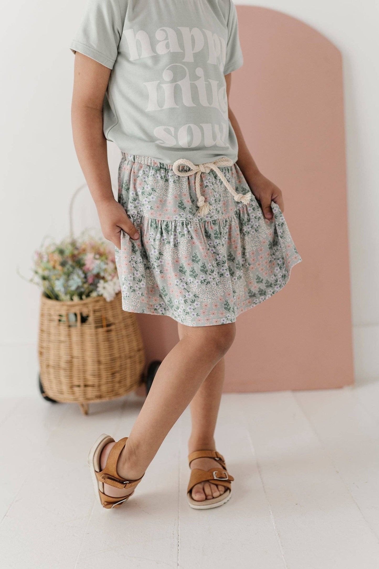 Aqua Grey Floral Skort