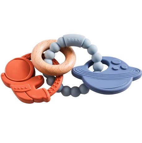 Astronaut Silicone Rattle Teether- Slate