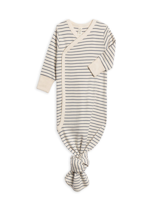 Organic Newborn Indy Kimono Gown - Summit Stripe / Denim