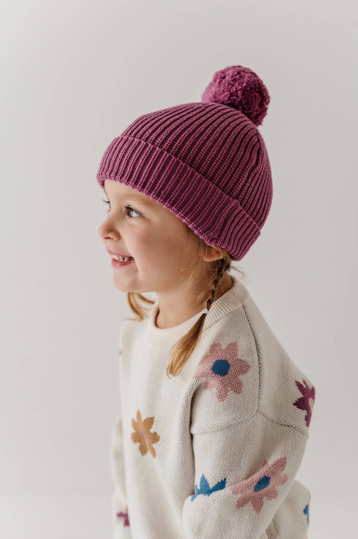 Vintage Plum Knit Pom Hat